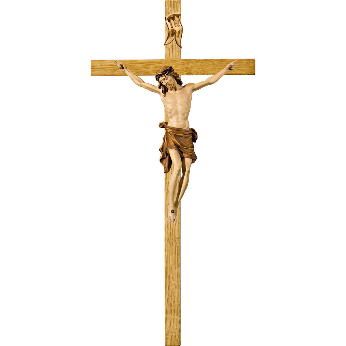 Cristo Pisa en cruz de roble